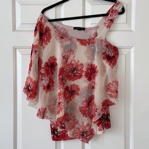 ADEL & MAY one shoulder semi sheer lined blouse - Plus Sized